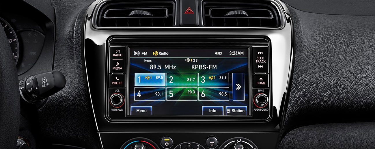 Safety features and interior of the 2018 Mitsubishi Mirage G4 - available at our Mitsubishi dealership near Washington, DC.