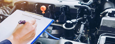 Auto repair form filled out at JP Motors service center in Peru, IL