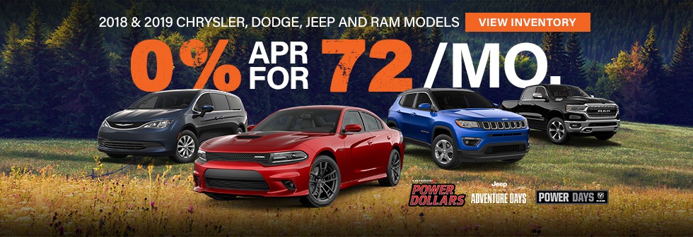 2018 and 2019 cdjr models 0% apr for 72 months