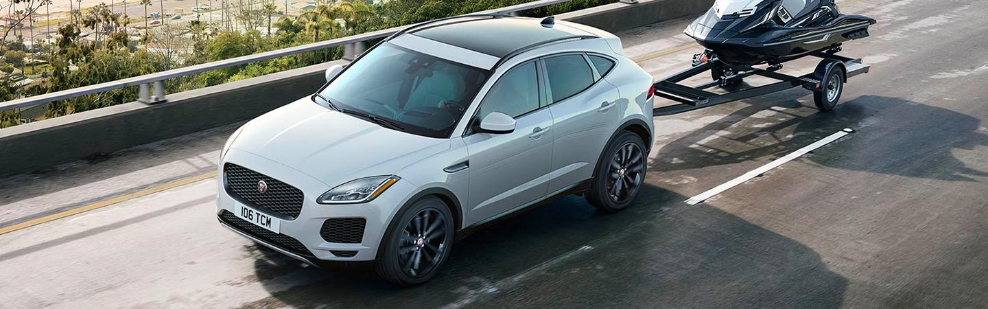 2020 Jaguar towing a jet ski