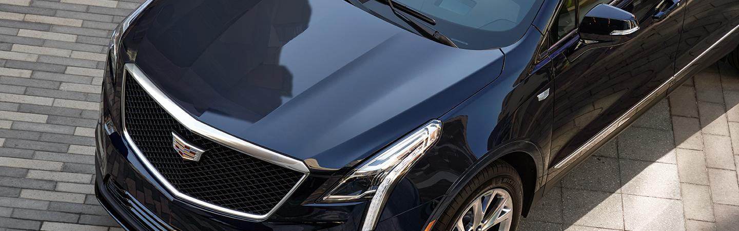 Top view of a dark blue 2021 Cadillac XT5