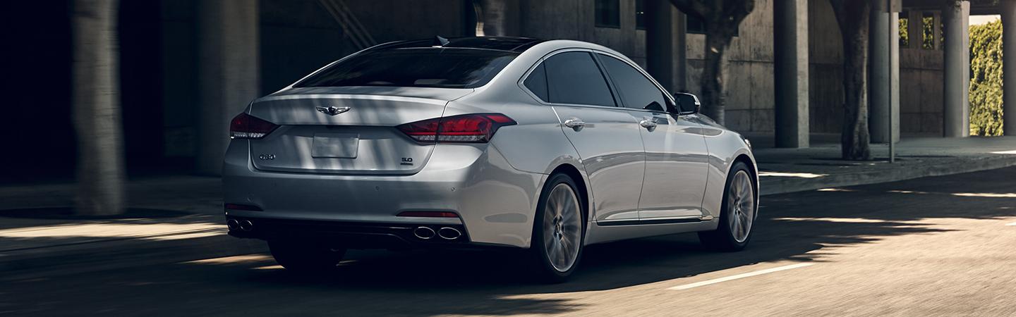 Passenger rear profile view of the 2020 Genesis G80