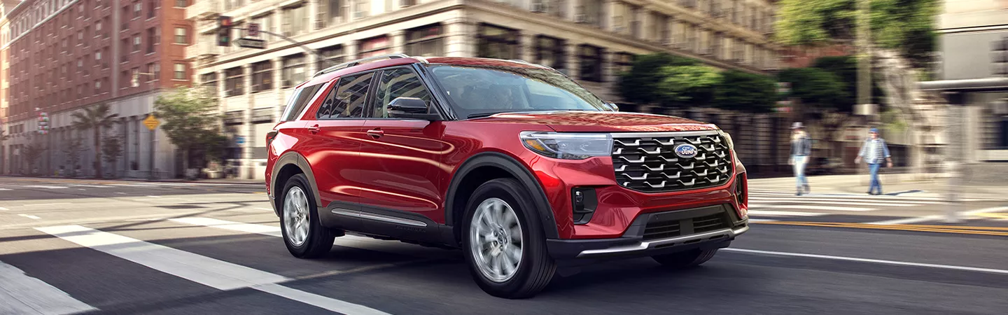 2026 Ford Explorer driving through a city