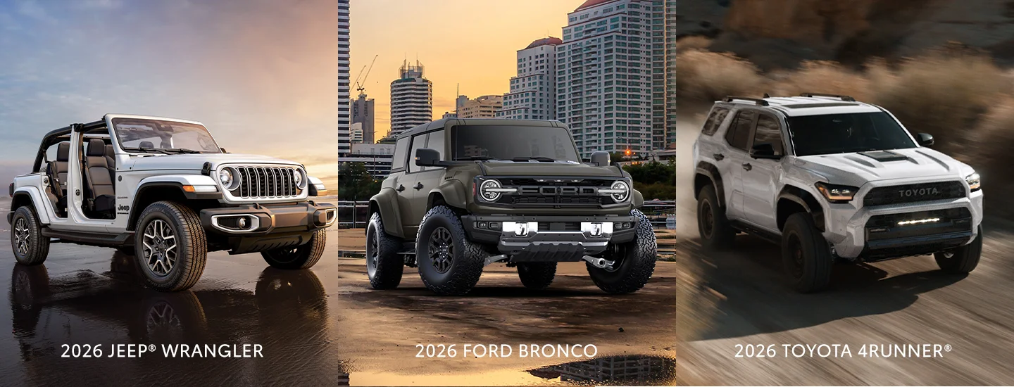 Compare the 2026 Jeep Wrangler to the Ford Bronco and Toyota 4Runner