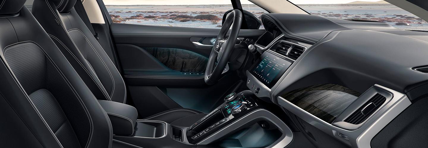 2020 I-Pace interior view from the passenger side. 