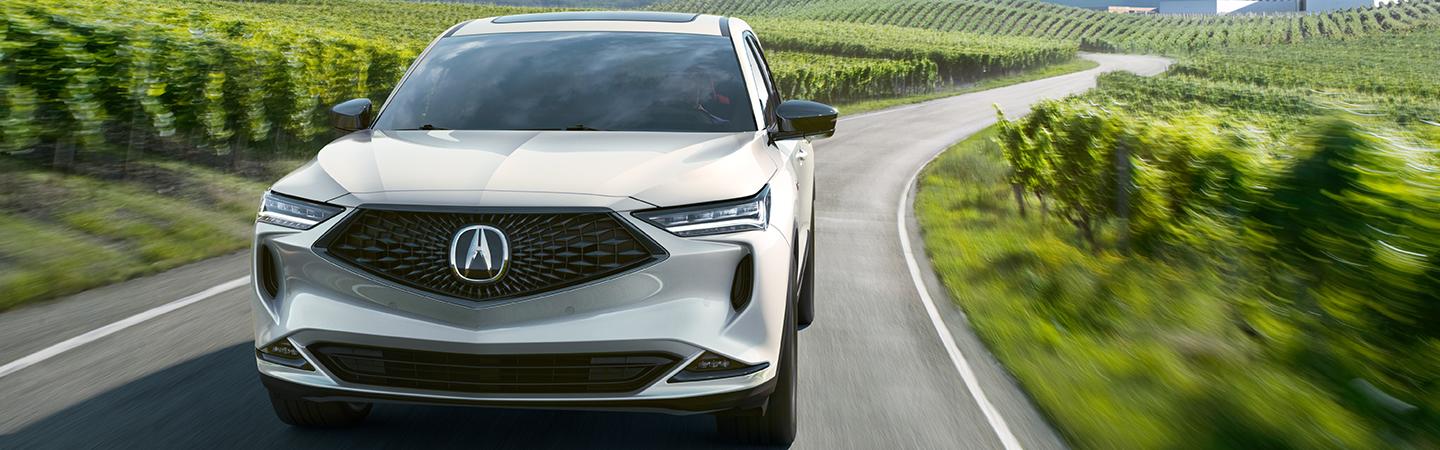 Front view of the 2022 Acura MDX in motion