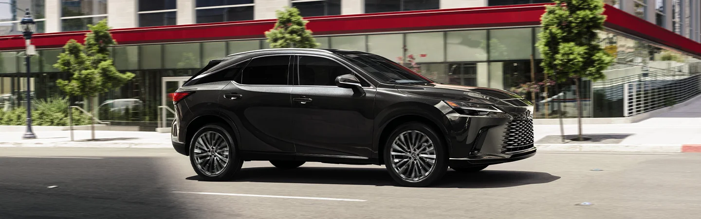 2025 Lexus RX black color car parked in city