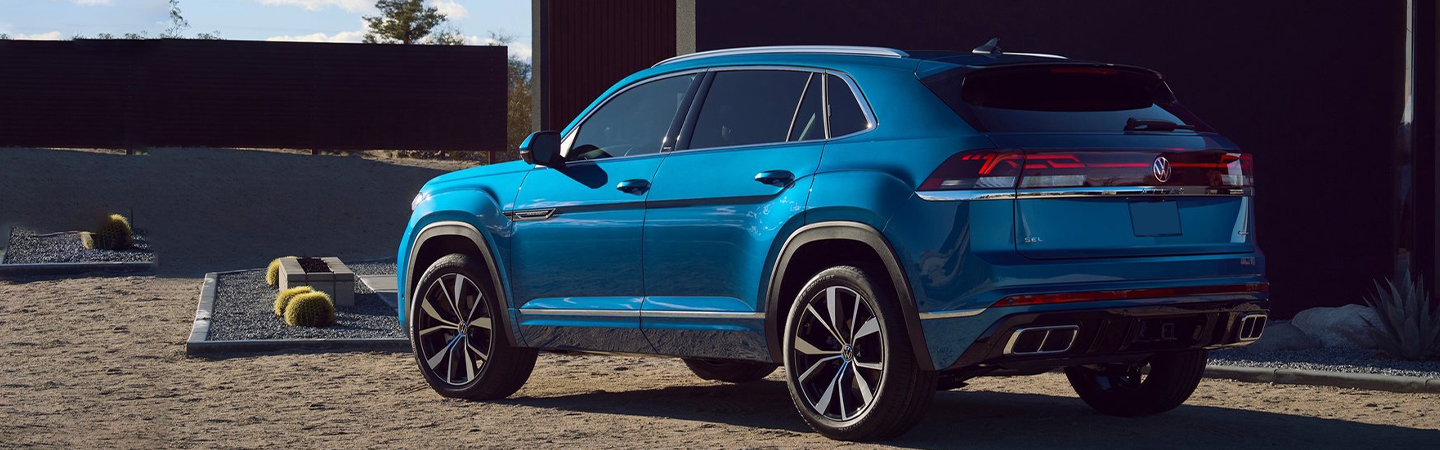 2024 VW Atlas Cross Sport Rear-Side View With Blue Color