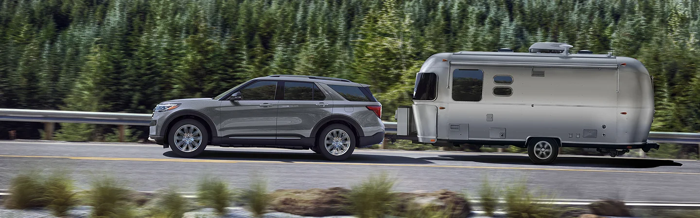gray 2026 Ford Explorer towing