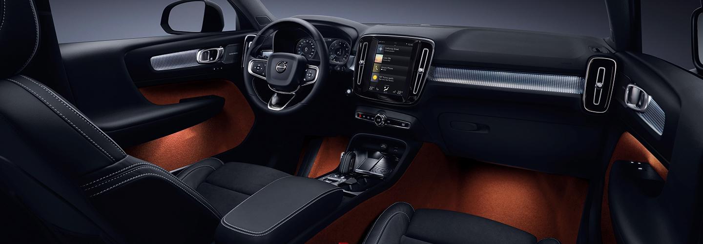 Interior front dash and steering wheel view of the 2020 XC40