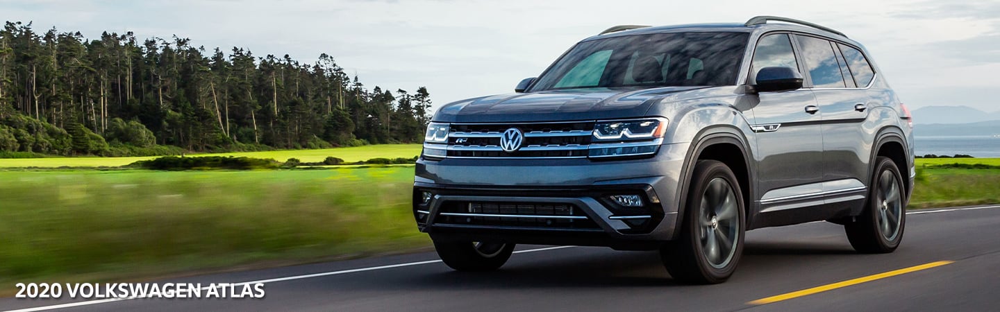 Blue 2020 Volkswagen Atlas driving 