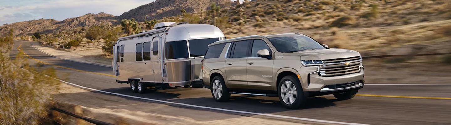2022 Suburban towing a camper
