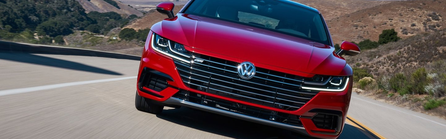 Red Volkswagen Arteon front view