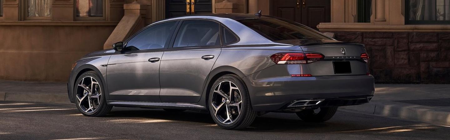 Rear driver-side profile view of the Volkswagen Passat 