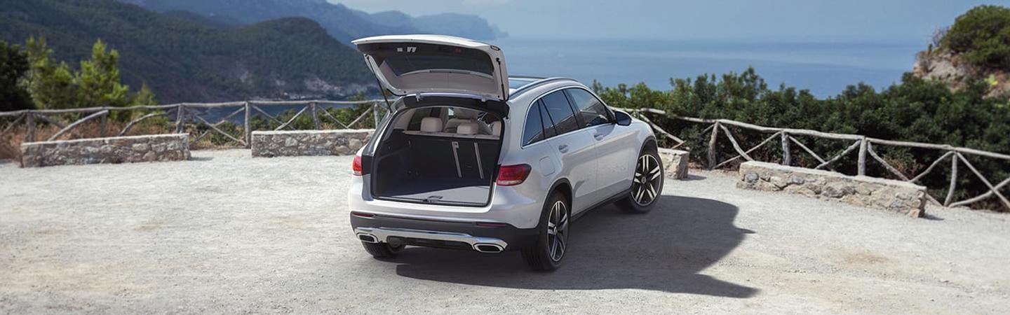 The Mercedes-Benz GLC with the trunk cargo space open 