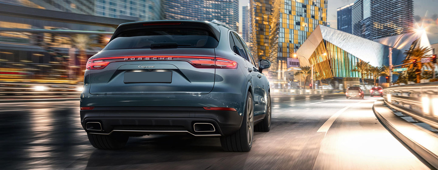 2019 Porsche Cayenne rear view parked.