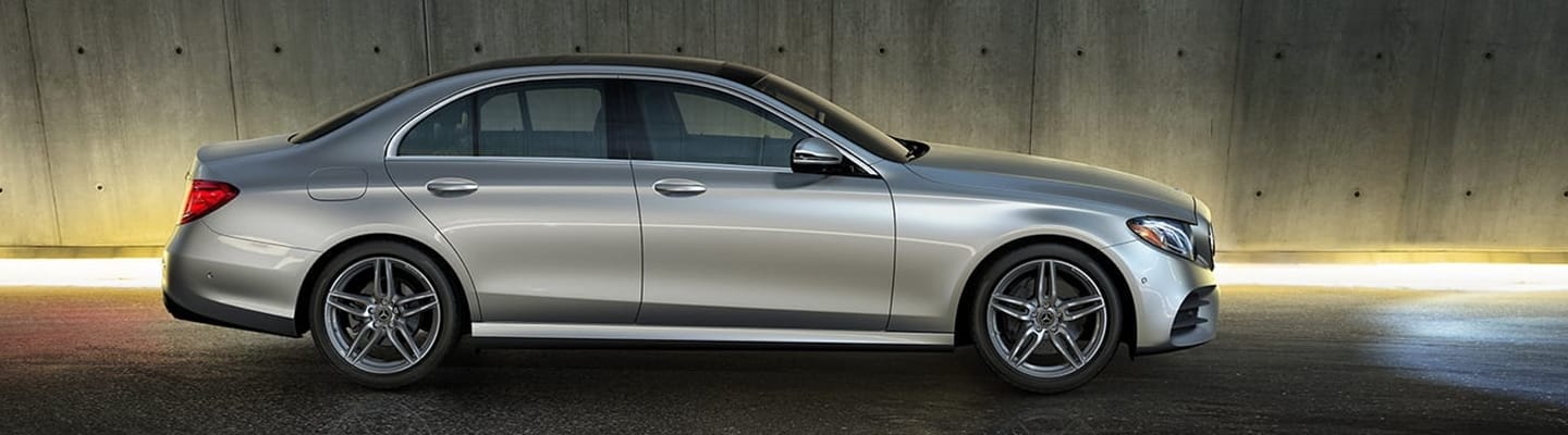 Passenger side profile of a Mercedez-Benz