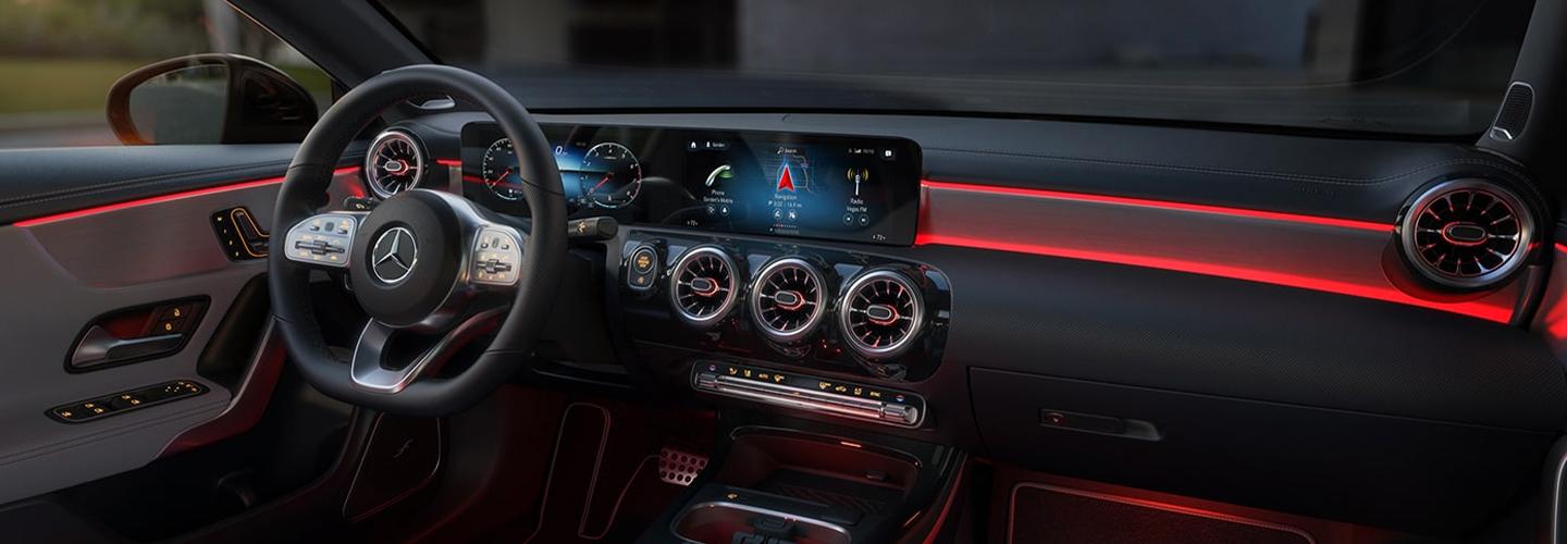 Steering wheel and interior of CLA