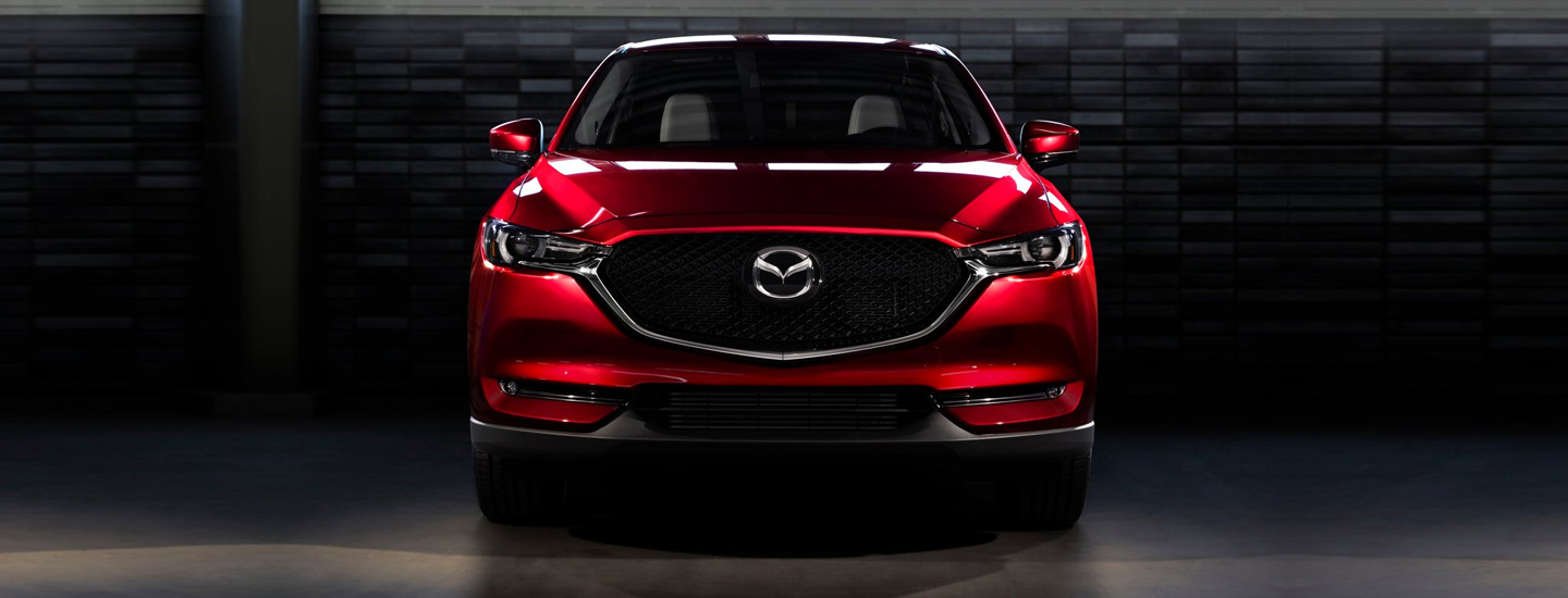 Front view of the 2019 Mazda CX-5 parked inside