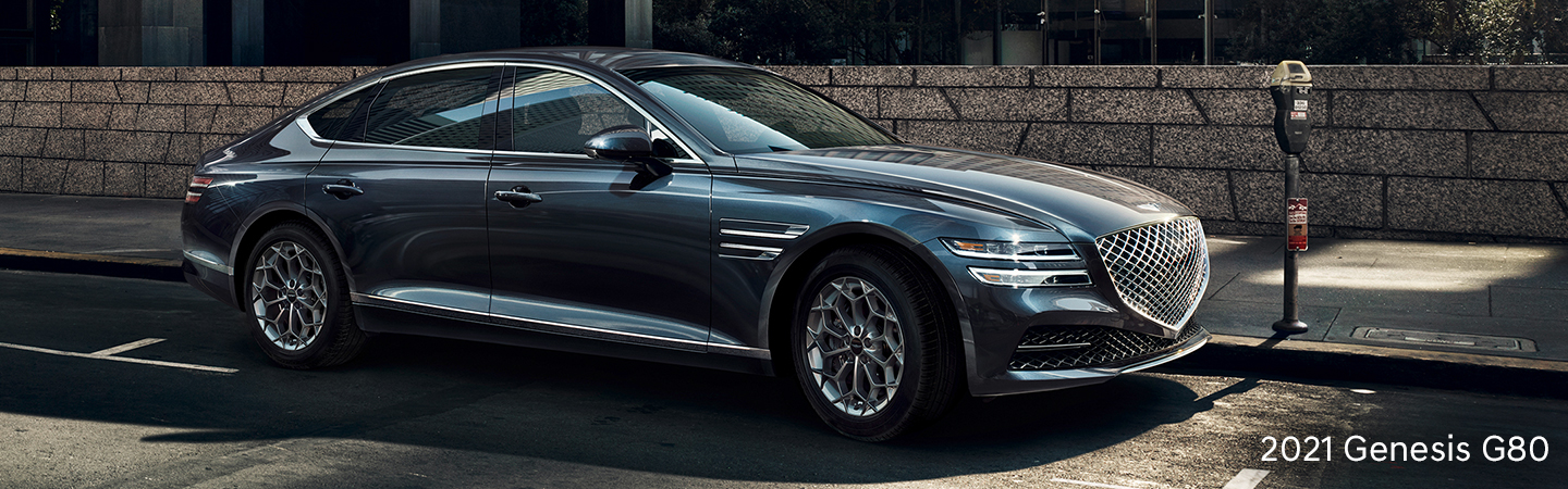 2021 Genesis G80 parked next to a parking meter