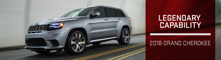 Exterior of the 2018 Jeep Grand Cherokee at Bob Moore Chrysler Dodge Jeep RAM near Edmond, OK