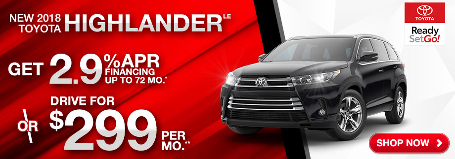 Toyota Highlander Lease Incentives Toyota Suv Specials Findlay Toyota