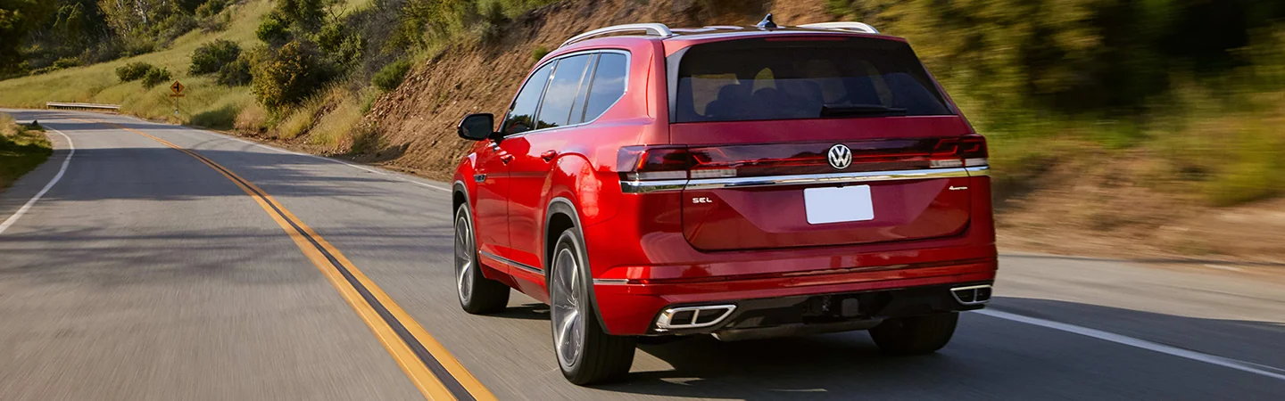 rear view of a red 2025 Volkswagen Atlas SEL Premium R-Line