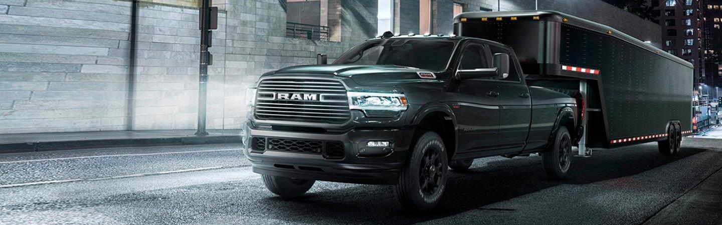 RAM truck towing a boat