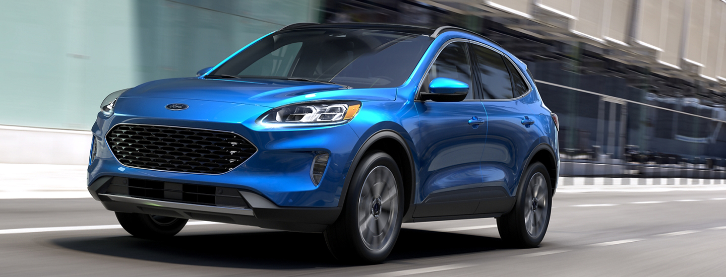 Blue 2020 Ford Escape in motion