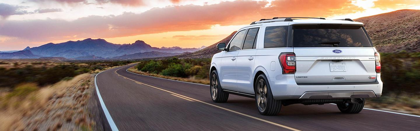 Rear view of 2020 Ford Expedition driving on highway