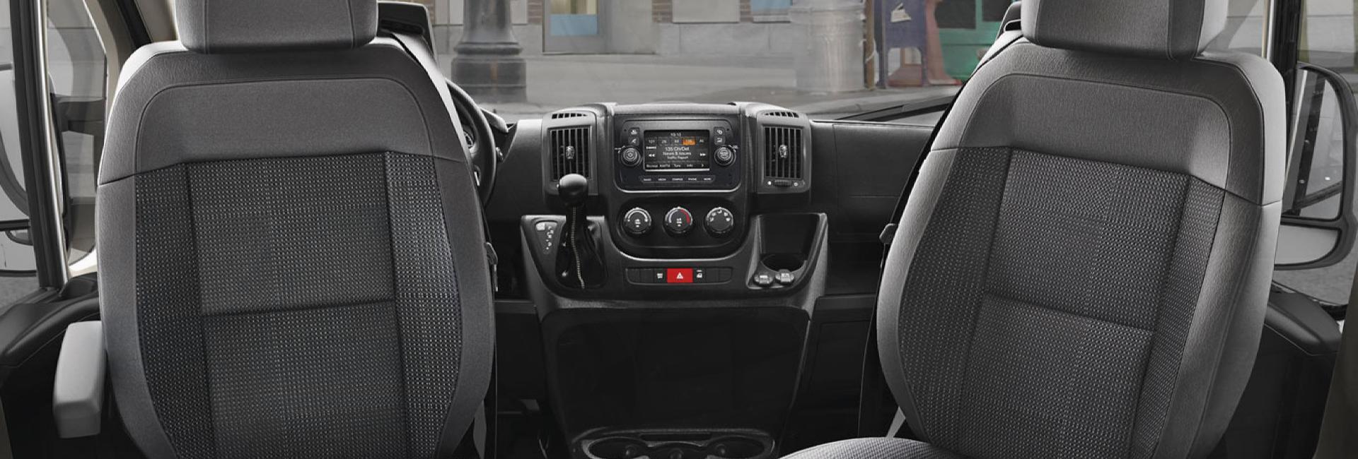 Passenger view of inside a RAM commercial van