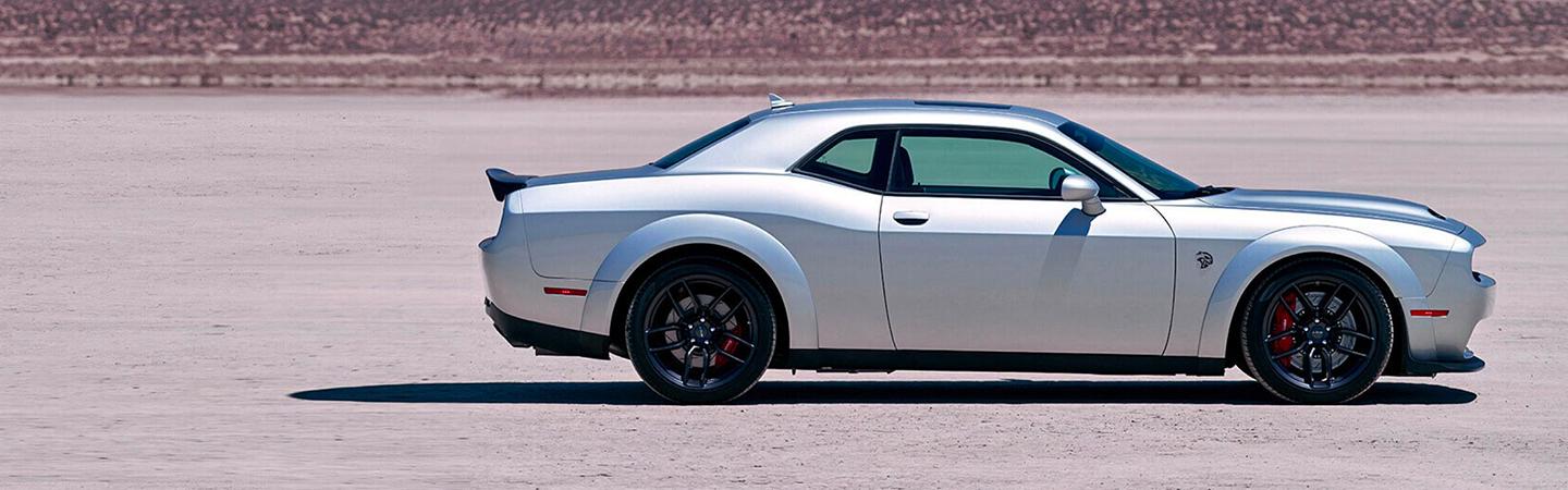 Side view of silver 2020 Dodge Challenger
