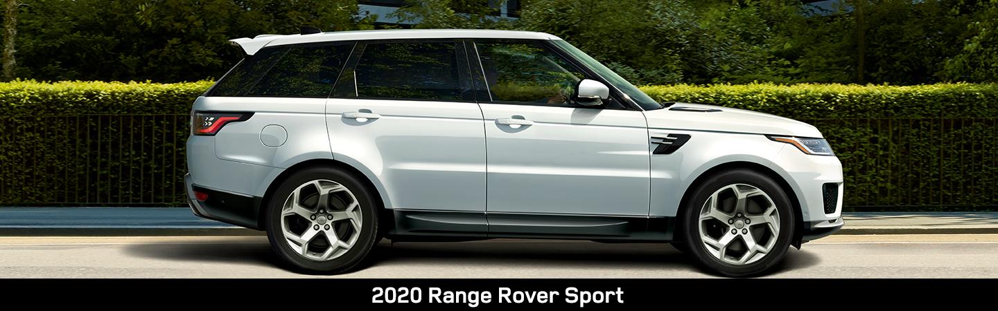 Side view of a white 2020 Range Rover Sport