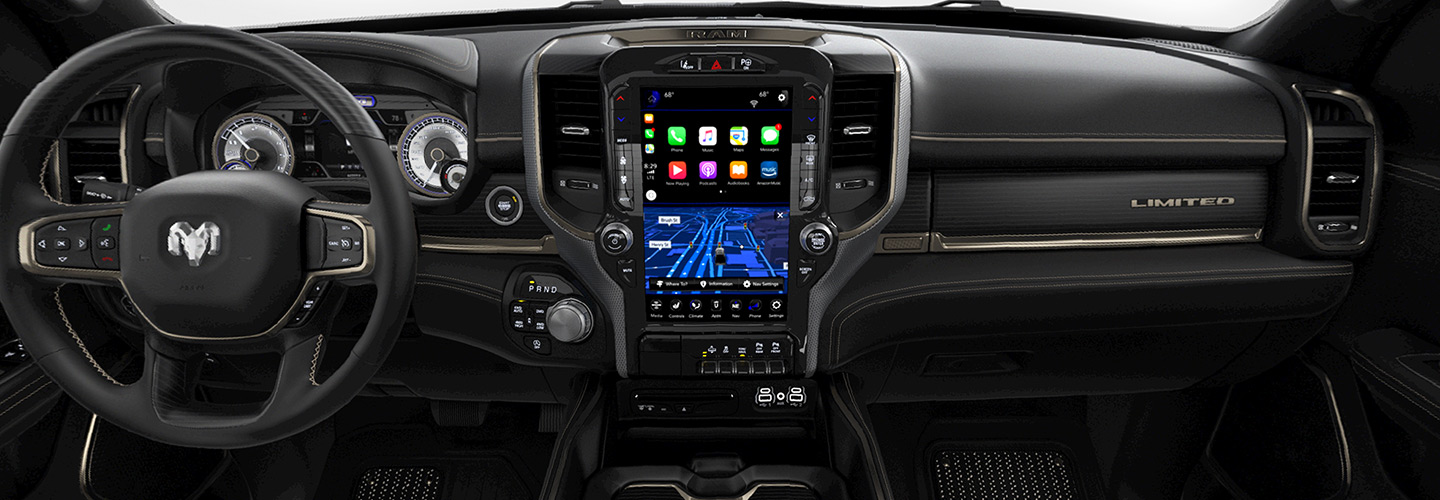 Interior image of the new Ram 1500 for sale at Spitzer Ram dealership in Mansfield.