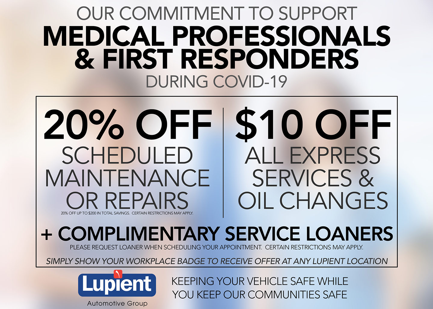 Our commitment to support Medical Professionals & First Responders During Covid-19