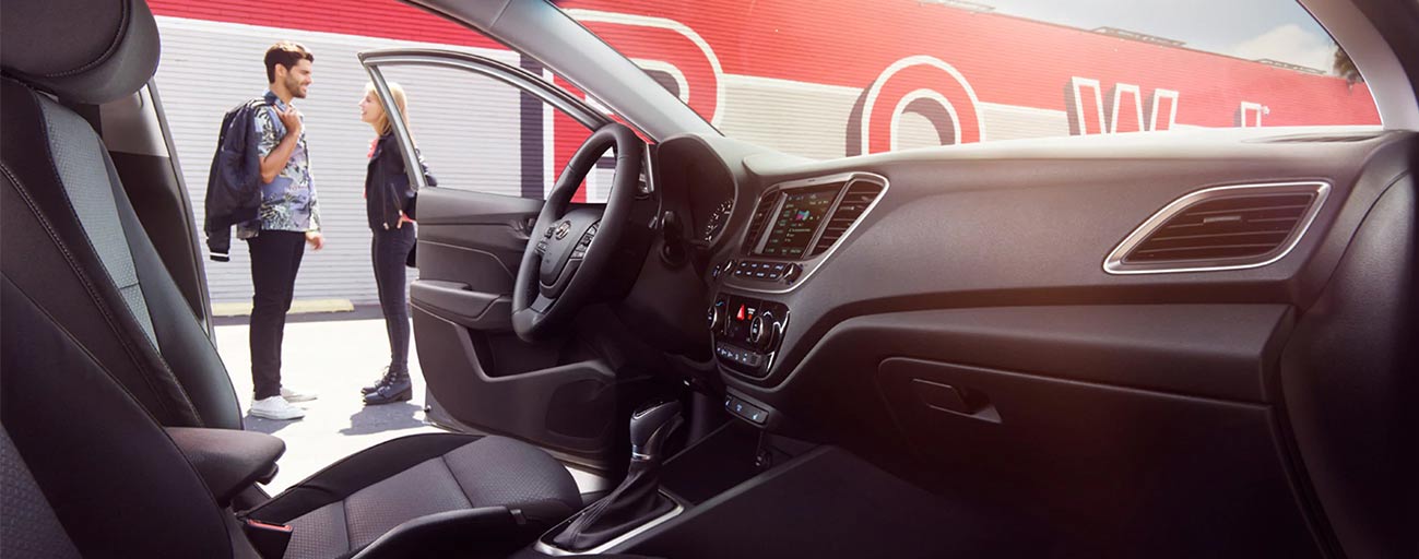 Safety features and interior of the 2019 Hyundai Accent for sale at our Hyundai dealership near College Park, MD