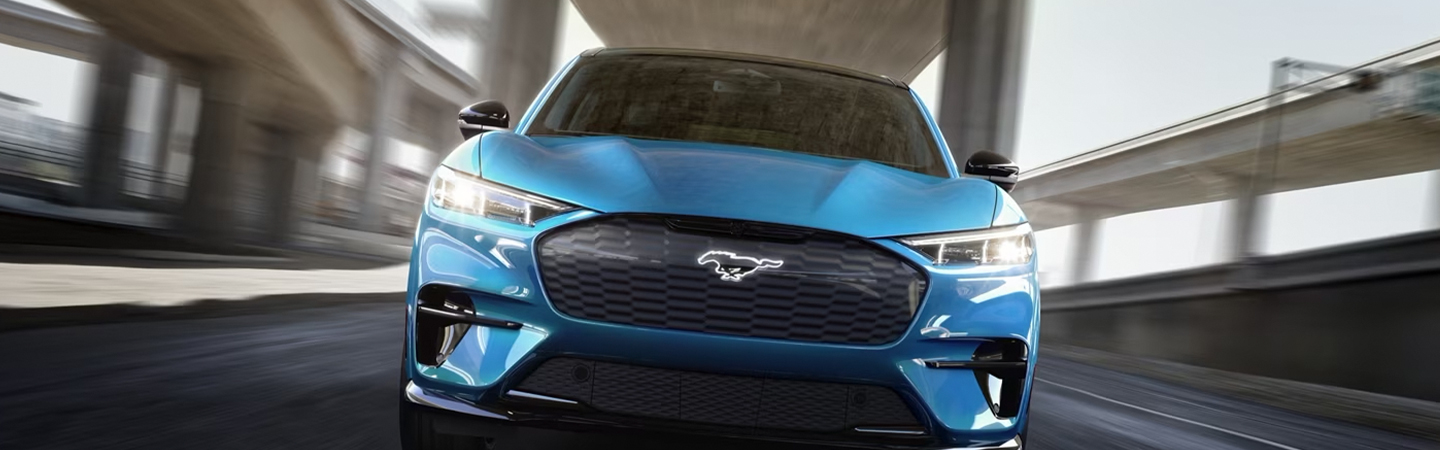 2023 Ford Mustang Mach-E Specs blue frontview
