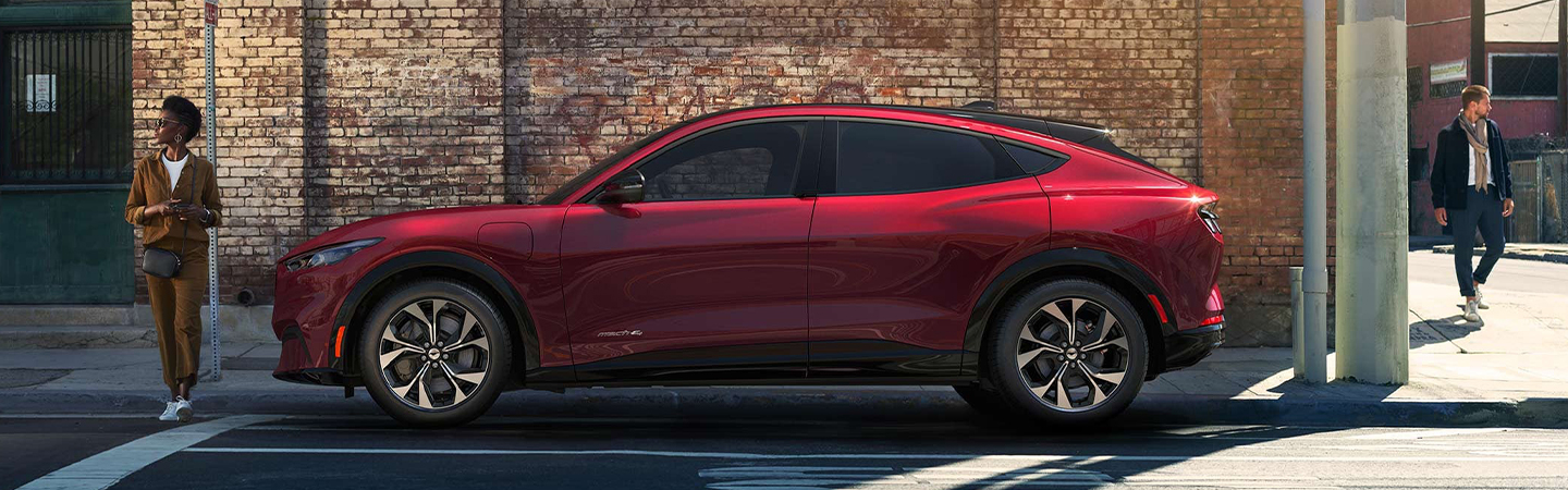 2023 Ford Mustang Mach-E Specs red sideview