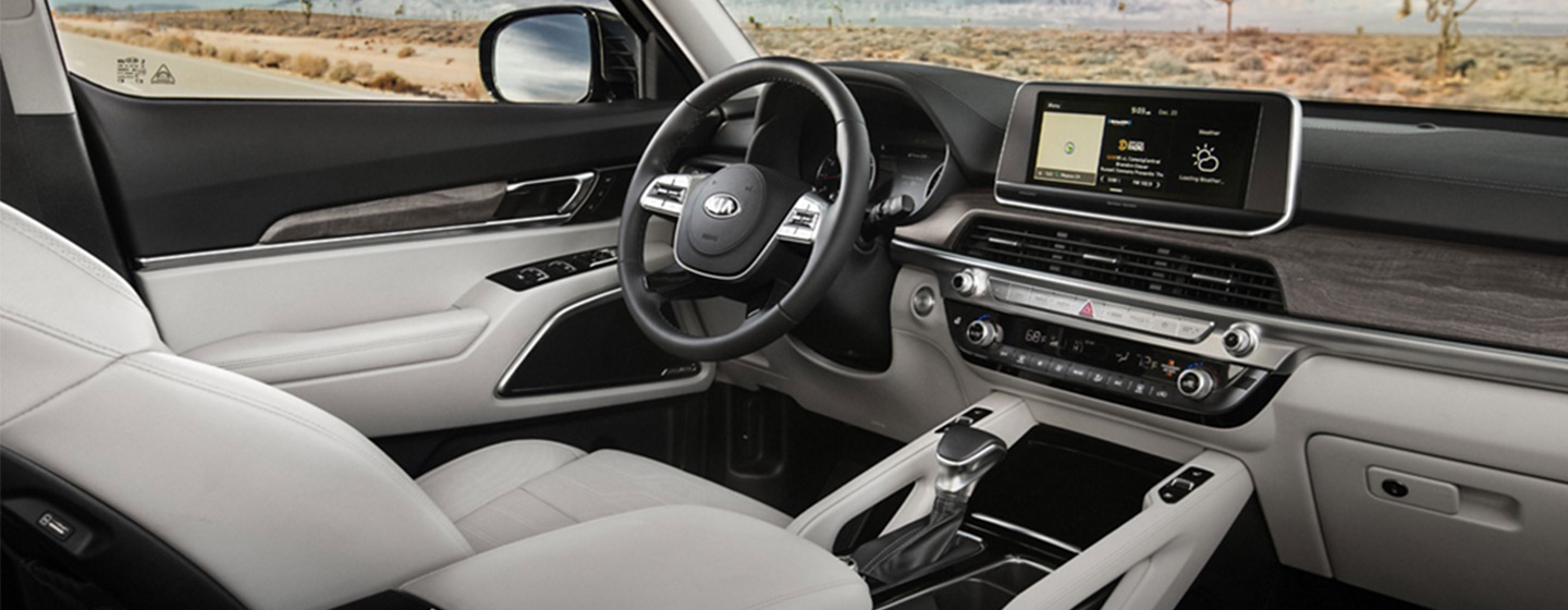 Steering wheel and drivers seat in the Telluride