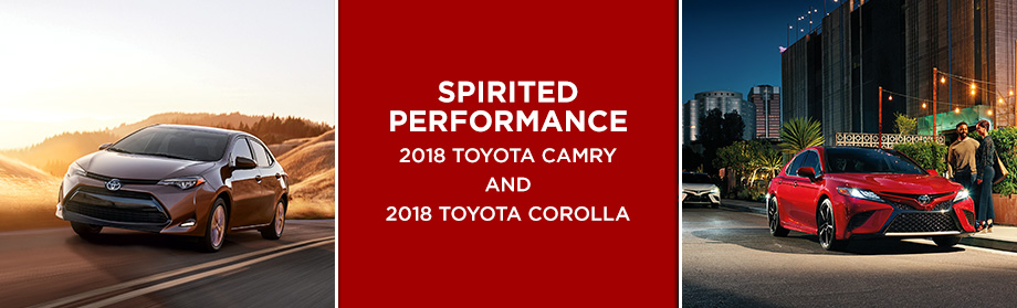 Exterior of the 2018 Toyota Camry and 2018 Toyota Corolla at Group 1 Toyota Rivertown in Columbus,
GA