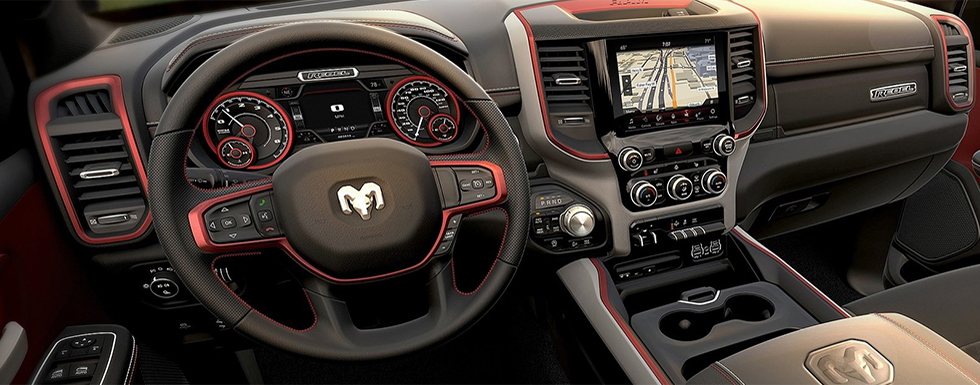Safety features and interior of the 2019 Ram 1500 - available at our Ram dealership near Gainesville.