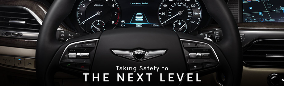 Safety features and interior of the 2018 G90 - available at Crown Genesis near Clearwater, FL and New Port Richey, FL