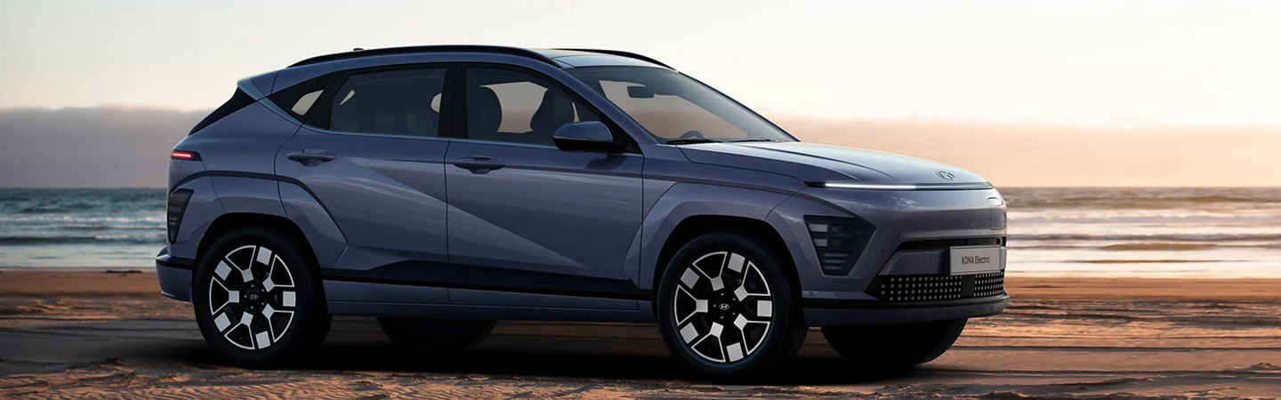 2024 Hyundai Kona Electric Range Side view in silver colour