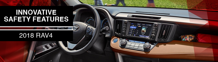 Safety features and interior of the 2018 RAV4 - available at Waldorf Toyota near Lexington Park and Clinton