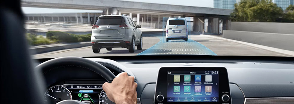 Safety features and interior of the All-New 2019 Nissan Altima available at Bob Moore Nissan in Norman, Oklahoma