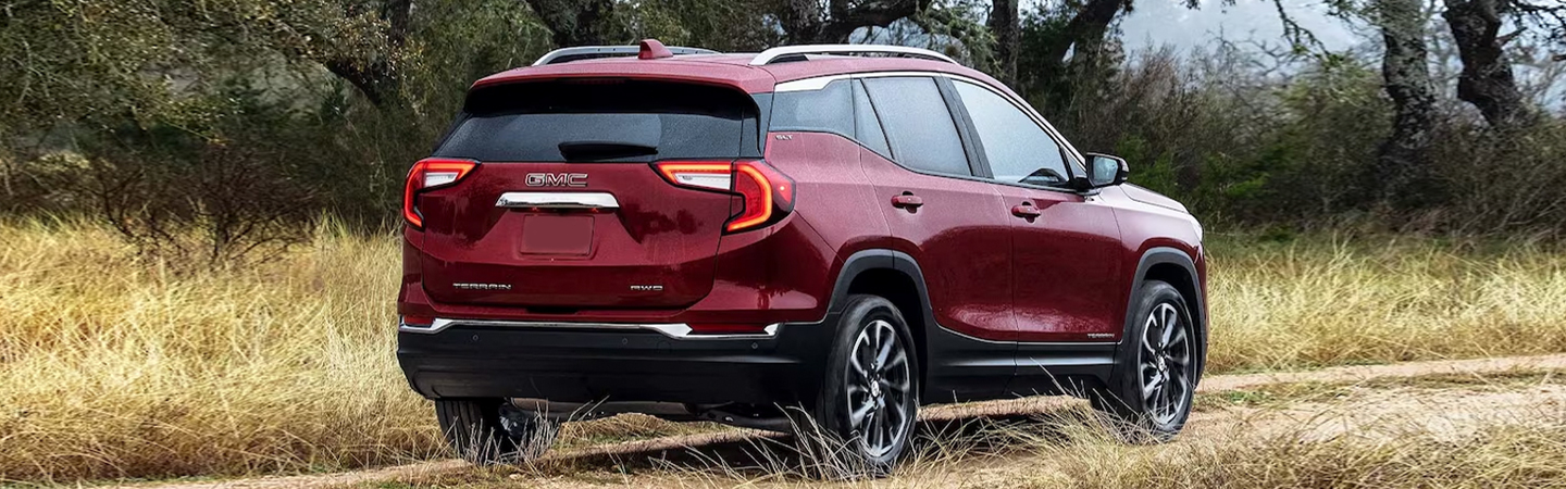 2024 GMC Terrain Specs back view with red colour