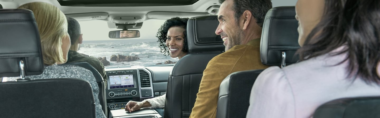 Inside a 2020 Ford Expedition with friends