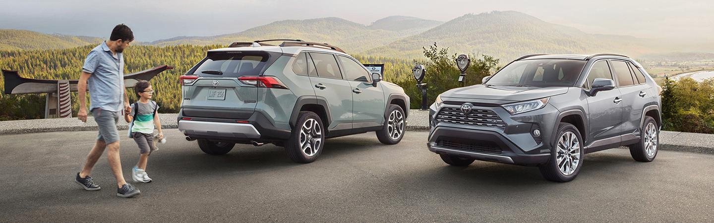 Two 2020 Toyota RAV4 vehicles parked