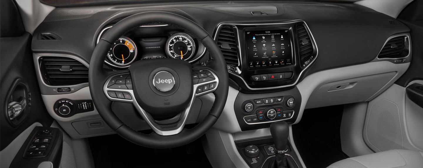 Safety features and interior of the 2019 Jeep Cherokee - available at our Crown CDJR dealership near Chattanooga.