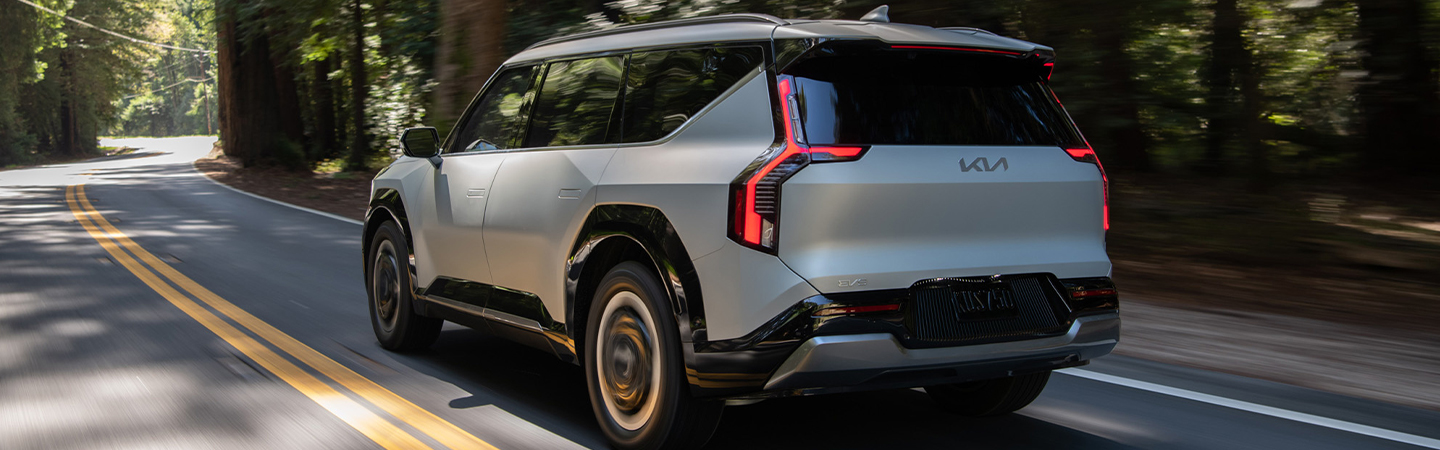 Kia EV9 2024 Model Rear View With White Color